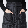 Thermo padded winter long skirt Recycled polyester quilted straight skirt Non-baggy look quilted winter skirt